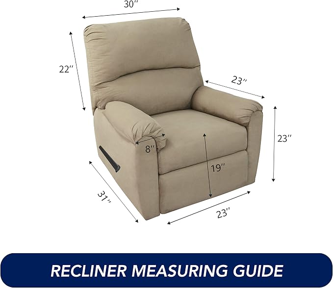 PureFit Stretc Recliner Chair Covers Fleece Soft Couch Covers for Sofa | Natural 4-Pieces Recliner Slipcover Pocket Couch Protector, Fleece Sofa Cover Washable with Non Slip Elastic Bottom