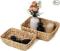Small Wicker Baskets Set of 2, Hand Woven Water Hyacinth Basket 2 Pack