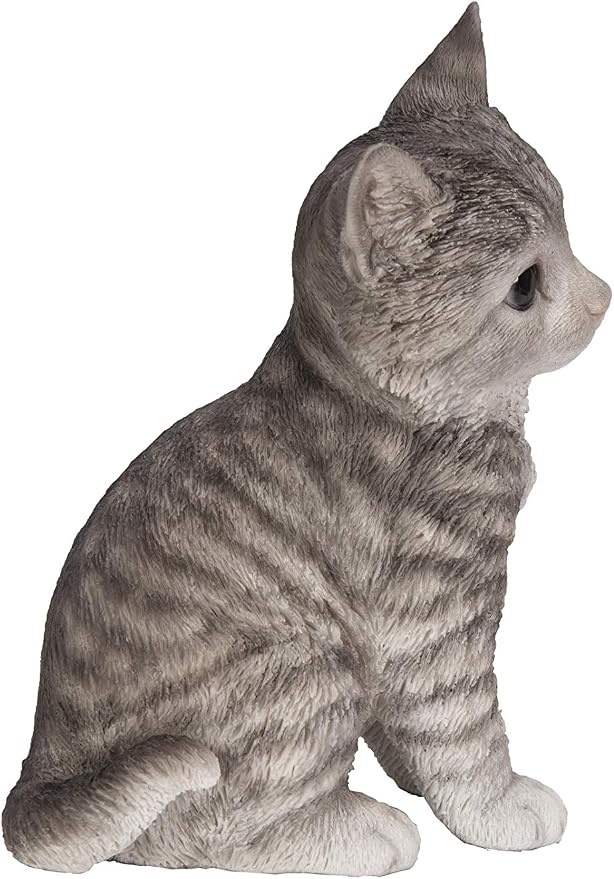 HI-LINE Gift Head-Tilting Grey Tabby Kitten Sitting