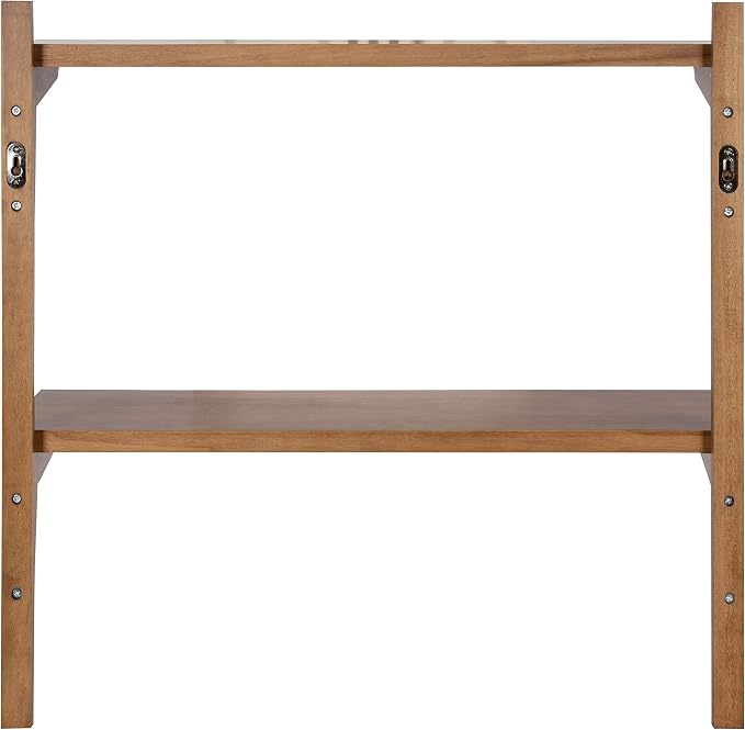 Kate and Laurel Meridien Farmhouse Wood Shelves, 24 x 8 x 24, Rustic Brown, Modern Two Tier Wall Shelf for Storage and Display