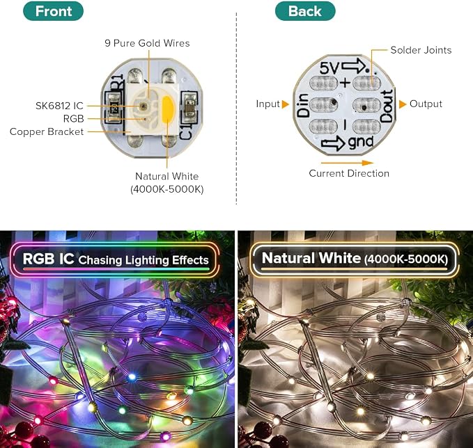 BTF-LIGHTING SK6812(WS2812B) RGBW LED Chips 100PCS RGB+Natual White Individually Addressable 5050SMD Module Pixels Light DC5V White PCB Chasing Dream Color for Christmas(No Adapter or Controller)
