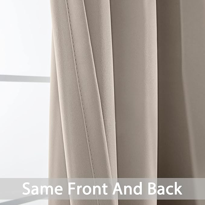 Yakamok Blackout Curtains Room Darkening Thermal Insulated Window Panels,Solid Grommet Top Drapes for Bedroom/Living Room(70Wx84L, Natural, 2 Panels)