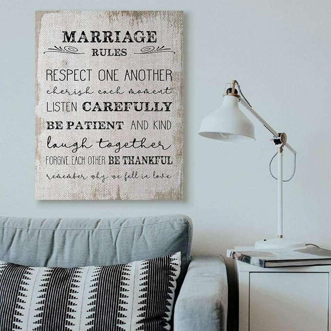 Stupell Industries Marriage Rules Home Family Inspirational Word Textured Design Super Oversized Stretched Canvas Wall Art by Daphne Polselli, 30 x 1.5 x 40, Multi-Color | Stupell Industries | 36 x 48 Inches, Easy to Hang and Sturdy, Made in USA, by Li...