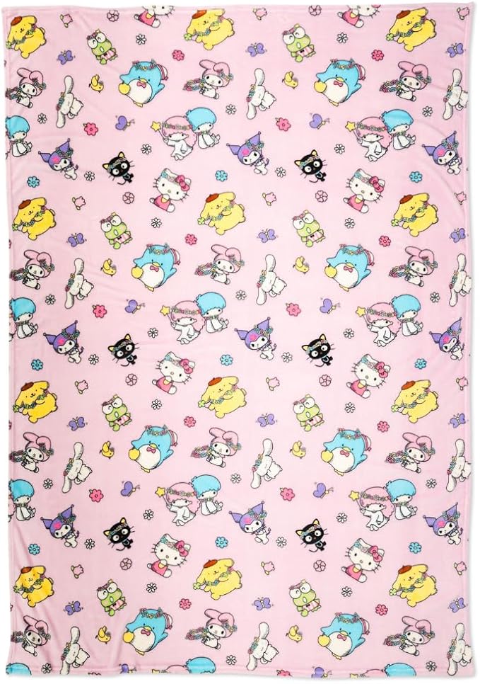 Sanrio Hello Kitty & Friends Cozy Blanket 62 in x 90 in – Soft Fluffy Plush Throw for Couch Or Bed, Collectible Gift (100% Officially Licensed Product) by Franco Collectibles®