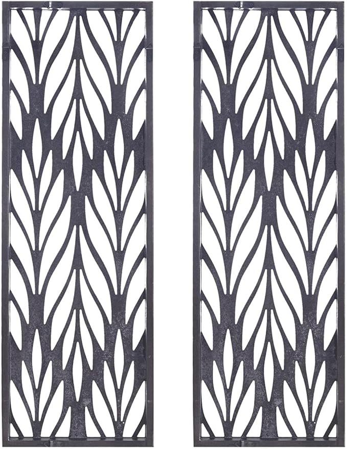 Madison Park Florian Wall Art - Carved Wooden Botanical Leaves Framed, Natural Sheen Finish - Modern Décor for Living Room, Ready to Hang Bedroom Decoration, 12"W x 36"H x 1"D, Reclaimed Grey 2 Piece