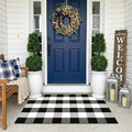 Buffalo Plaid Rug 2'4''x 3'7'' Black and White Front Door Mat Reversible Layered Porch Rug Washable Hand Woven Cotton Area Rug for Indoor Outdoor Entryway Patio Porch Decor