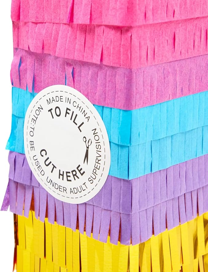 BLUE PANDA 1st Birthday Pinata - 16.5 x 11 x 3 In, Multicolor Corrugated Paper - Rainbow Pinata for 1st Birthday Decorations, Fiesta Party Decoration & Rainbow Party
