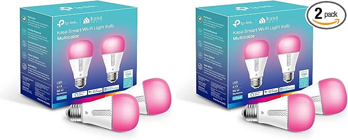 Kasa Smart Bulb,1000 Lumens Full Color Changing Dimmable Smart WiFi Light Bulb Compatible with Alexa and Google Home,11W,A19,2.4Ghz only,No Hub Required (KL135P2),White,(Pack of 4)