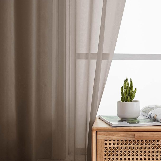 Cafe Curtains 36 Inch Length Tier 2 Pieces, Modern Soft Airy Sheer Kitchen - Image 7