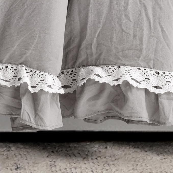 Lush Decor Ella Ruffle Lace Throw Blanket, 50" W x 60" L, Light Gray - Coquette Throw Blankets for Bed - Couch Blanket - Ruffled Throw Blanket for Couch