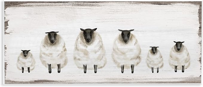 'Rustic Country Sheep Herd'| Wall Plaque Art | Stupell Industries | 17 x 7 Inches, Easy to Hang and Sturdy, Made in USA, by Lil' Rue