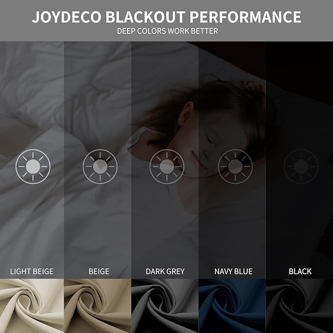 Joydeco Blackout Curtains 90 inch Long 2 Panels Set, Thermal Insulated Long Curtains & Drapes 2 Burg, Room Darkening Grommet Drapes for Bedroom Living Room Windows (Navy Blue, W52 x L90 Inch)