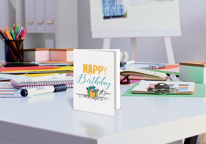 Better Office Products Happy Birthday Cards, 99-Pack, 4 x 6, Fun & Chic Hand Drawn Designs on Heavyweight Textured Cardstock, for All Ages, Blank Inside, with 99 Envelopes