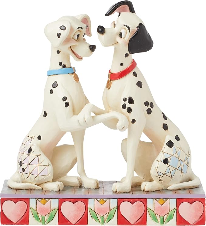 Enesco Disney Traditions Collection by Jim Shore 101 Dalmatians Pongo and Perdita Holding Paws Figurine- Stone Resin Hand Painted Collectible Disney Dog Figurines Home Decor Statue, 6 Inch