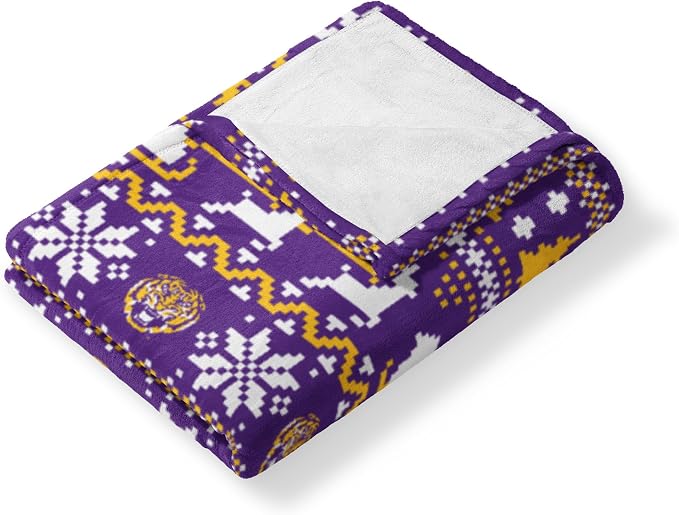 NORTHWEST NCAA Louisiana State University Tigers, Xmas Time, Silk Touch Throw Blanket, 50 x 60 Inches