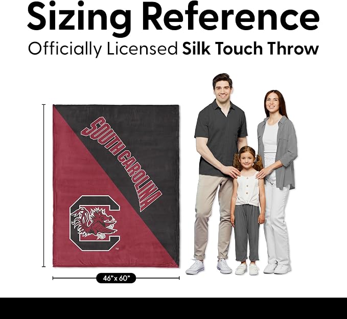 Northwest NCAA Silk Touch Throw Blanket, Ultra Soft Plush Polyester, Lightweight Warm Decorative Fan Gift, 46 x 60 in