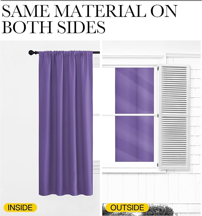 NICETOWN RV Bunk Curtains, Lilac Purple, 2 Panels, W42 x L30 -Inch, Kitchen Window Curtains Over Sink, Thermal Insulated Rod Pocket Blackout Blinds & Drapes for Small Windows