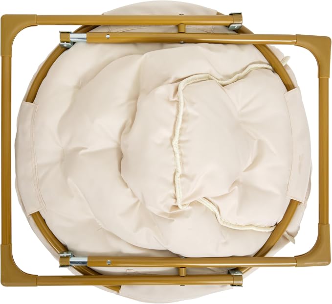 Flash Furniture Kids 23 Inch Folding Saucer Chair, Ivory Faux Shearling | Soft Gold Frame, Portable