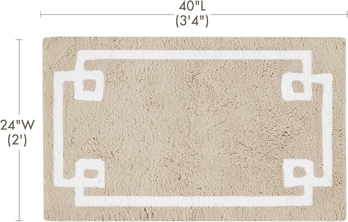 Madison Park Evan 100% Cotton Bath Rug Plush Absorbent, 24" x 40", Taupe | Non-slip Backing, OEKO TEX, Luxurious Tufted Plush Bath Mat for Bathroom, Quick Dry, Spa Design Decorative for Shower Room