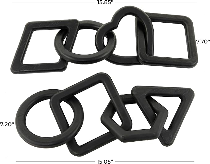 CosmoLiving by Cosmopolitan Wood Chain Decorative Sculpture Home Decor Statues, Set of 2 Accent Figurines 16", 15" W, Black