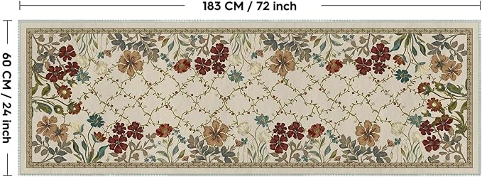 Artoid Mode Rustic Check Flower Spring Runner Rug, Summer Home Decor Low-Profile Non-Slip Washable Carpet Runner for Hallways Kitchen Laundry Bedroom Bathroom 2x6 Feet