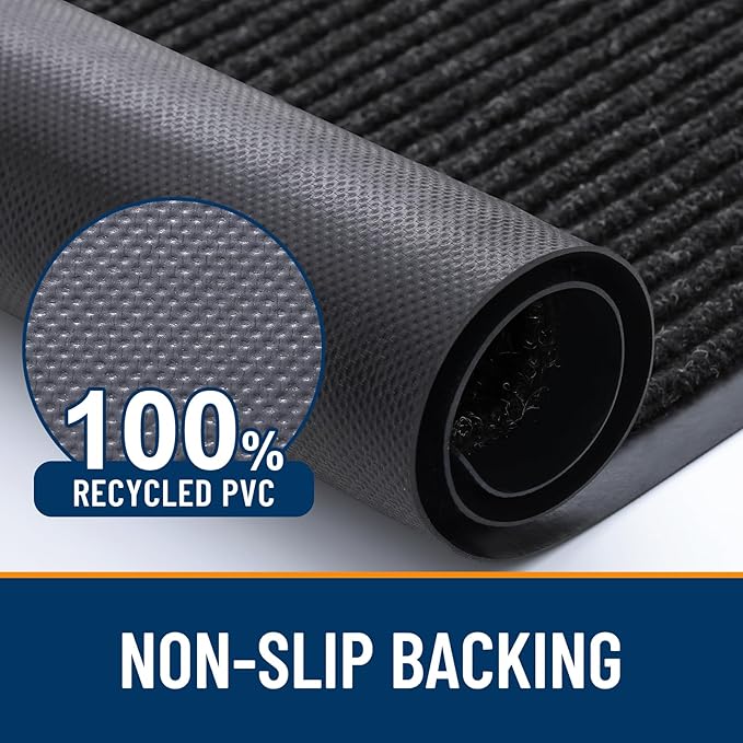 OLANLY Front Door Mat Indoor Outdoor Entrance, Waterproof Heavy Duty Doormat, Fade Resistant, Low Profile, Easy Clean Patio Porch Welcome Floor Mats for Entry, 71x30, Off-Black