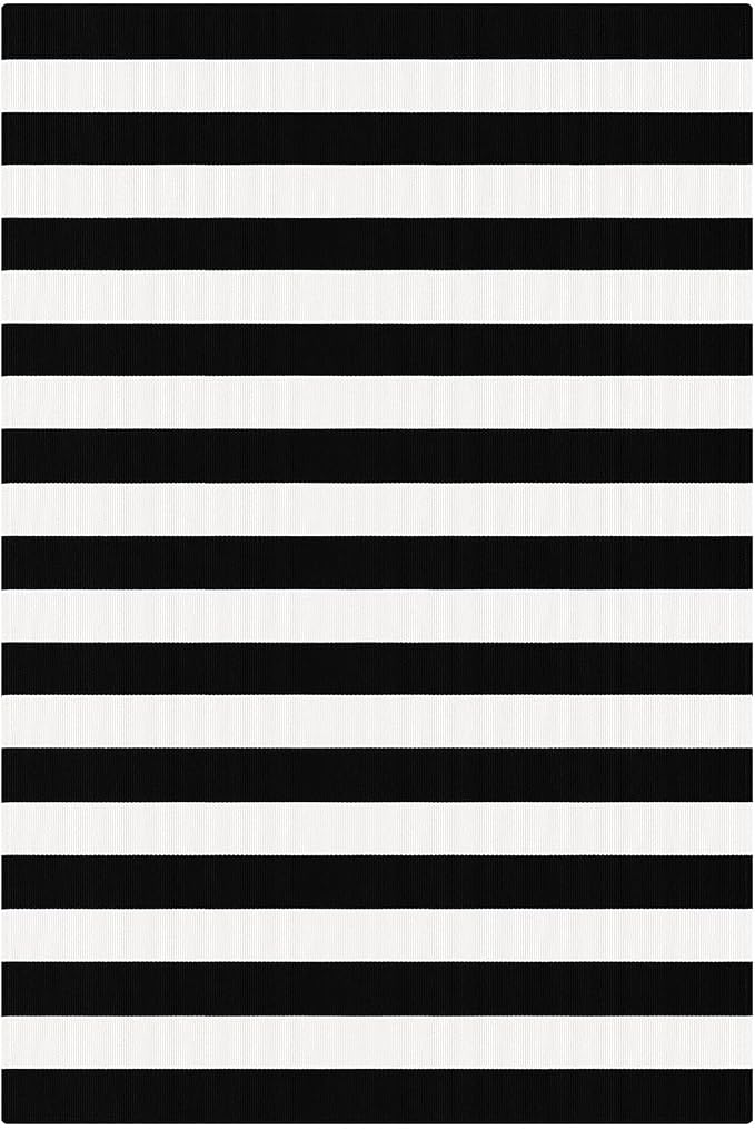 KOZYFLY Black White Rug 5x7 Area Rug Woven Washable Striped Rugs Cotton Farmhouse Indoor Outdoor Rugs for Living Room Bedroom Entryway Porch Patio