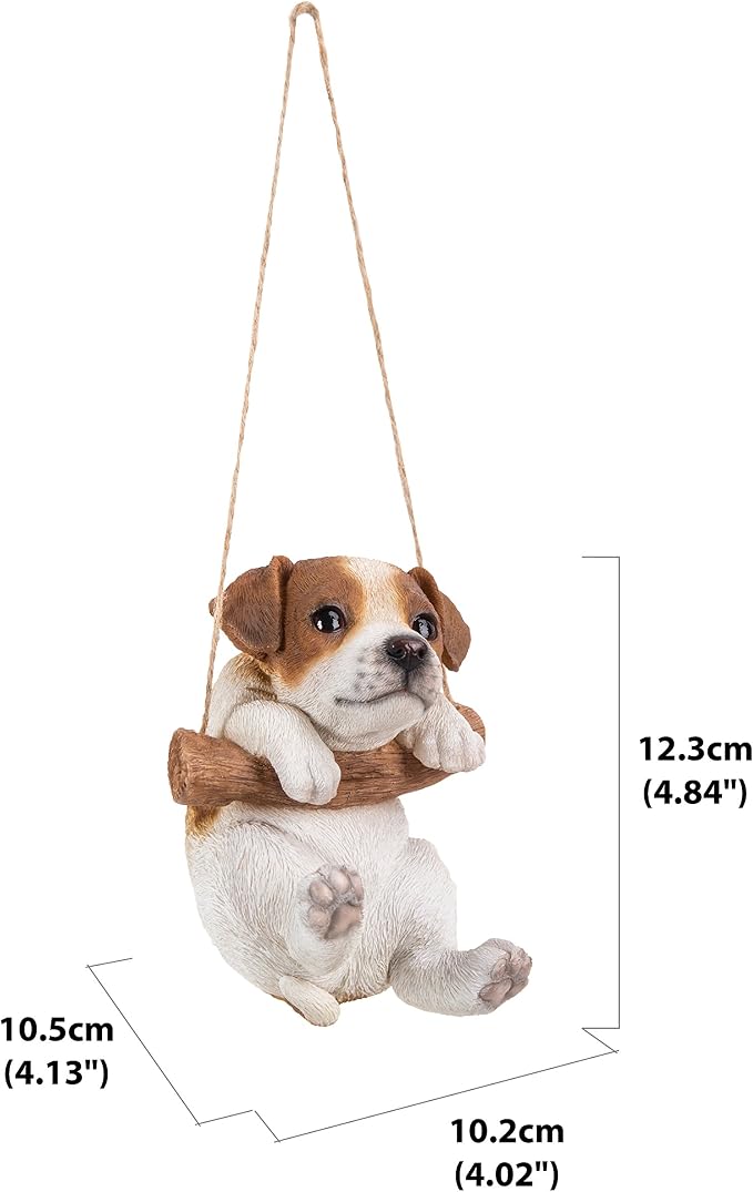 Hi-Line Gift Ltd, Hanging Pet Pals Jack Russell Terrier Puppy, 5-inch Height, Indoor Outdoor Statue Figurine