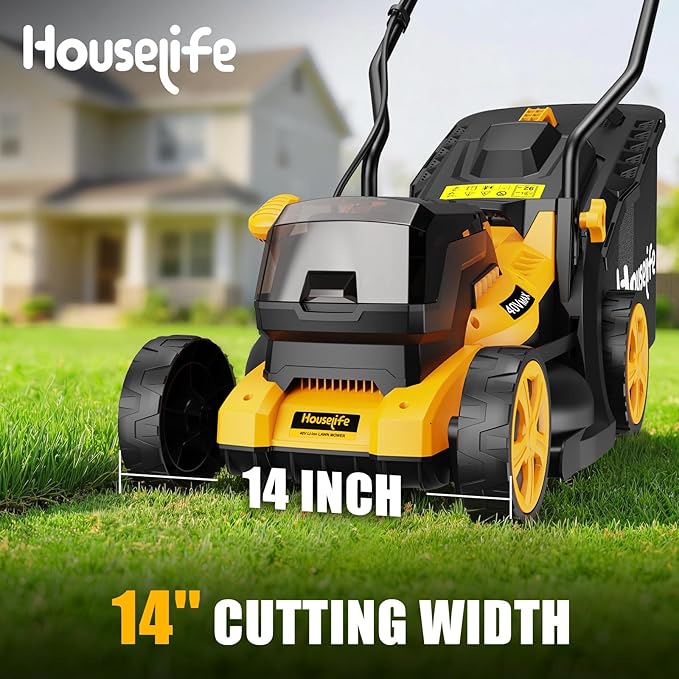 40V Cordless Lawn Mower Compatible with Dewalt 2x20V MAX Battery | 14" Electric Mower with 35L Grass Bag, 6-Position Height Adjustment, Foldable, Suitable for Gardens and Patios (Tool Only)