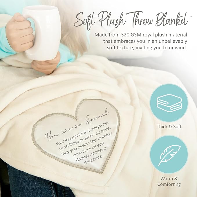 Pavilion Gift Company 19500 Comfort Blanket - You are So Special Thick Warm 320 GSM Royal Plush Throw Blanket, Beige