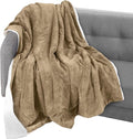 Elegant Comfort Throw Blanket, Reversible Sherpa Flannel, Ultra-Soft, Fuzzy, Cozy and Plush- All Season Lightweight Decorative Throw, 50 x 60 inches, Solid Sherpa Throw, Taupe