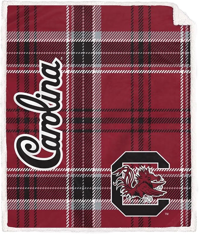 NCAA South Carolina Gamecocks Playmaker Plaid Ultra Cozy Sherpa Throw