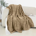 Elegant Comfort Reversible and Ultra-Plush Flannel Fleece Sherpa Throw- Lightweight Soft and Cozy- All Season Decorative Throw, Perfect for Lounging, 50 x 60 inches, Taupe