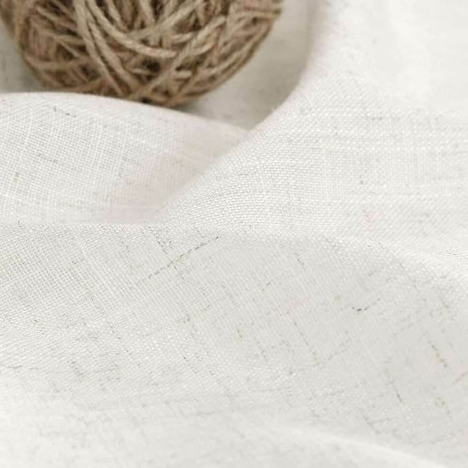Nanspring 30 Inch Long Cream Curtains for Kitchen Linen Blend Semi Sheer Back Tab and Rod Pocket Light Filtering for Bathroom Small Window Curtain 25 x 30 Inch,2 Panels