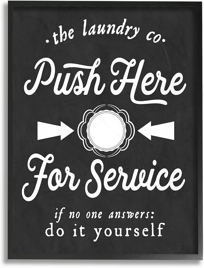 Stupell Industries Push Here For Service Humor Laundry Framed Giclee Texturized Art