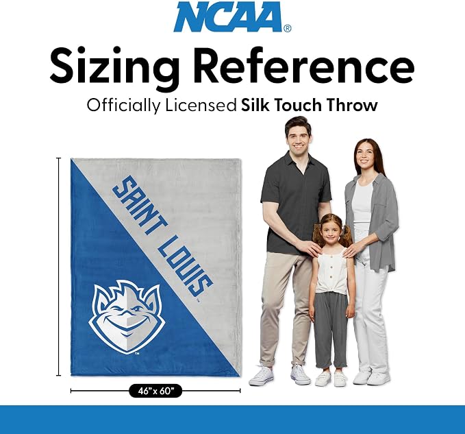 Northwest NCAA Silk Touch Throw Blanket, Ultra Soft Plush Polyester, Lightweight Warm Decorative Fan Gift, 46 x 60 in