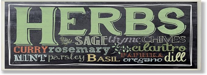 Herbs Chalkboard Kitchen, 7 x 17 Inch Mounted Print on Wall Plaque | Stupell Industries · By Jo Moulton · Ready to hang · Great for kitchen decor · Made in USA