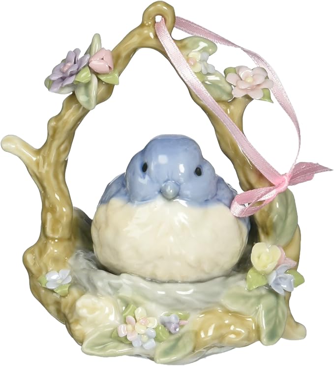 Cosmos SB49057 Fine Porcelain Blue Bird Ornament Figurine, 4-Inch