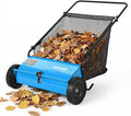 Push Lawn Sweeper 26in,Manual Push Leaf and Grass Sweeper | Heavy Duty Walk-Behind Lawn Sweeper,7ft³Removable Collection Bag,4 Rubber Wheels,Ideal for Garden, Park and Yard