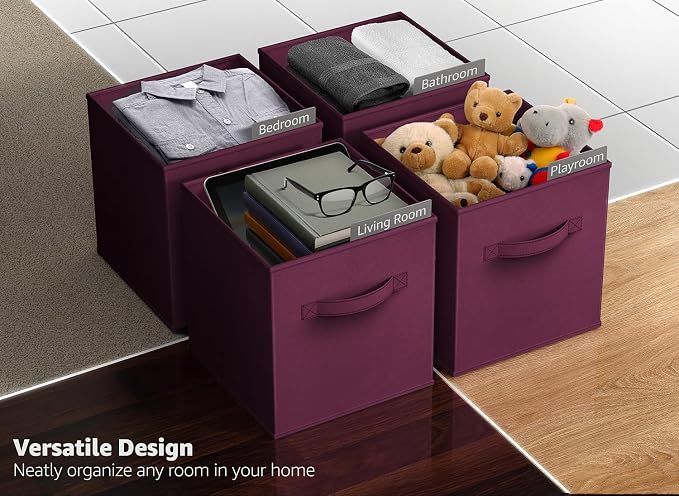 Sorbus Fabric Storage Cubes - 6 Foldable Storage Bins for Organizing Pantry, Cubbies, Toy Box - Clothes Storage & Closet Organizer - 13 Inch Collapsible Cube Baskets for Shelves with Handle