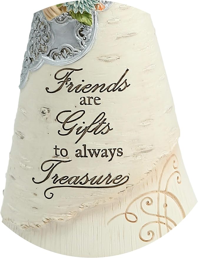 Elements Friend Angel Figurine by Pavilion, 8-Inch, Holding Butterfly, Inscription Friends are Gifts to Always Treasure,White