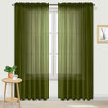 DWCN Olive Green Sheer Curtains Semi Transparent Voile Rod Pocket Curtains by DWCN