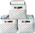 DECOMOMO Storage Bins, Fabric Storage Baskets for Shelves | 3 Pack Linen Closet Organizers for Toys and Nursery (Large, Checkered White)