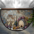 Wine Half Round Doormat Non-Slip Semi Circle Rug Half Moon Mat | Grey Painting Fruit Washable Soft Absorbent Indoor Outdoor Entrance Kitchen Bathroom Sink Patio Welcome Fireplace Floor Rug