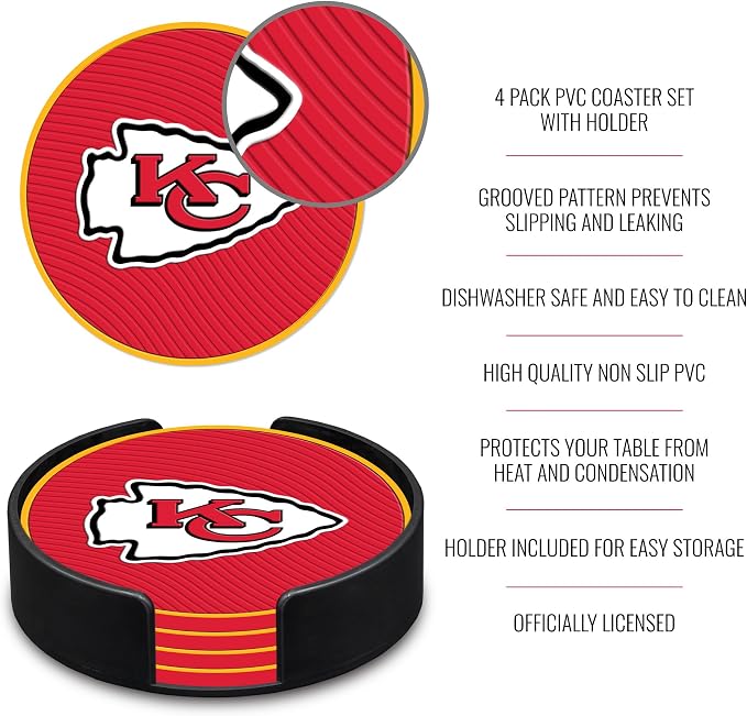 Rico Industries NFL Football Classic Favorites: PVC Coaster Set (4-Pack)