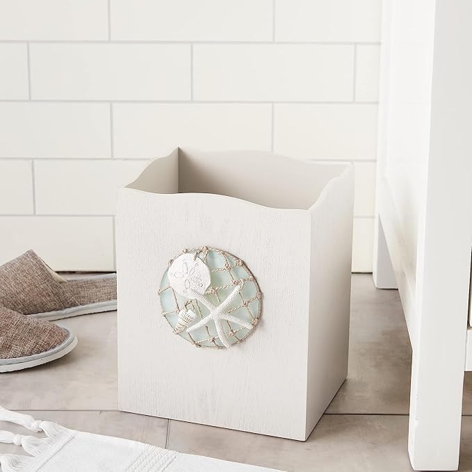 Avanti Linens - Wastebasket, Decorative Trash Can, Coastal, Seaglass
