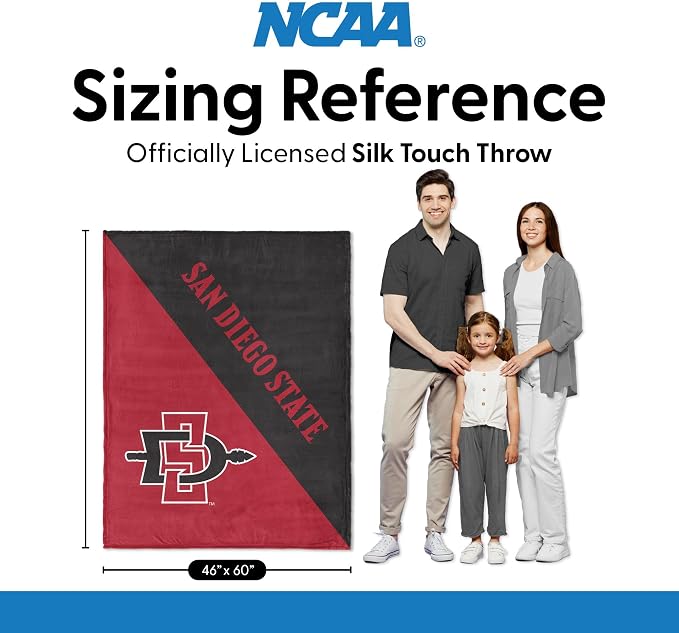 Northwest NCAA Silk Touch Throw Blanket, Ultra Soft Plush Polyester, Lightweight Warm Decorative Fan Gift, 46 x 60 in