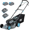 RB 80V 18" Cordless Lawn Mower with 2x40V 4Ah Battery & Fast Charger | 7 cutting heights. Brushless motor & low noise. 4-in-1 function (Mulching, rear discharge, side discharge, and bagging)