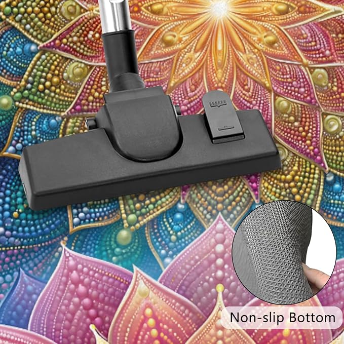 Lotus Half Round Door Mat Non Slip Half Circle Rugs | Mandala Color Washable Half Moon Rug Semi Circle Rugs Indoor Entrance Floor Carpet for Kithen Bedroom Fireplace Decor