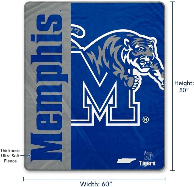 Proformance Home NCAA Memphis Tigers Endzone Ultra Soft Tailgate Throw